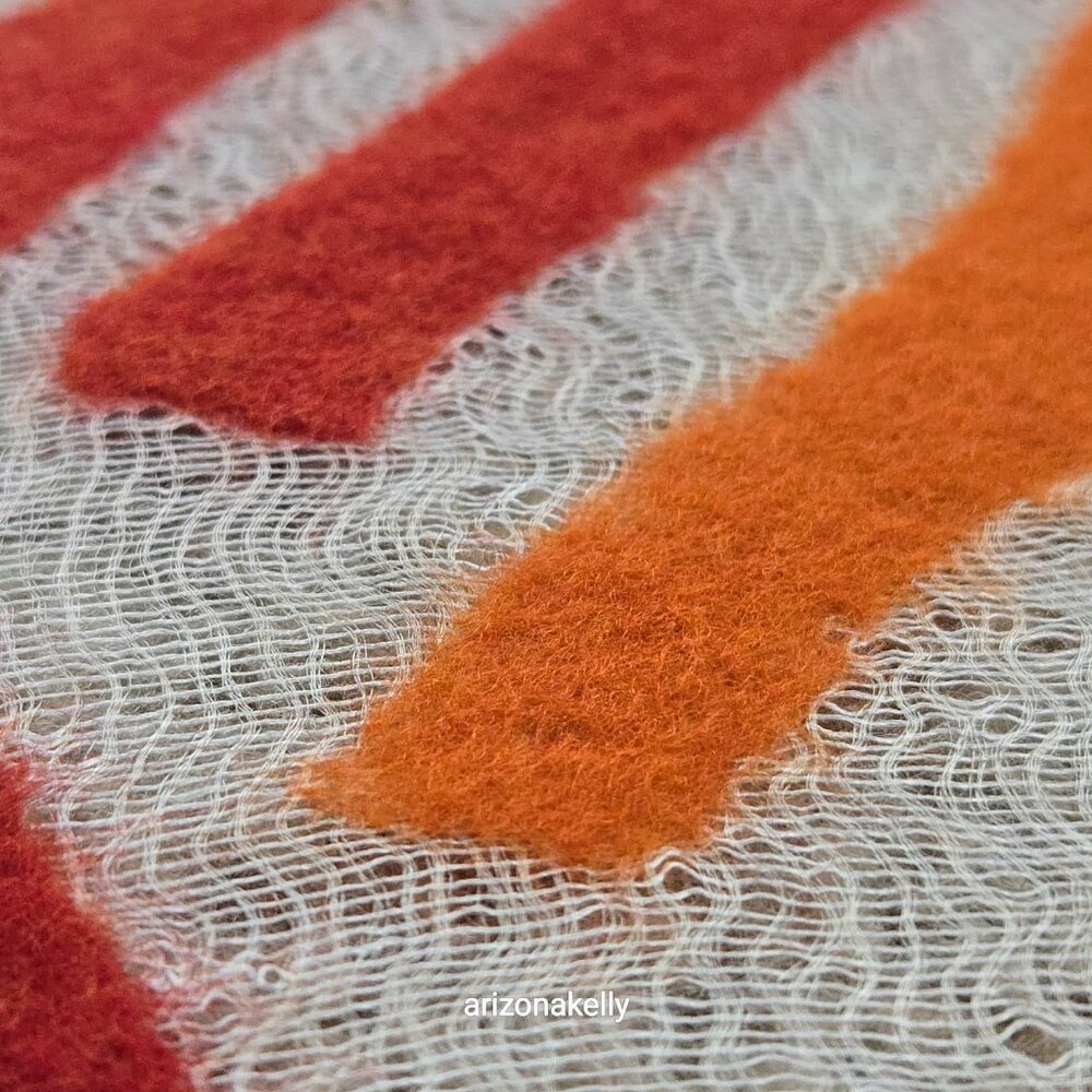 NWOT Zoe Woven Scarf with Vibrant Wool Stripes Red & Orange - Picture 8 of 16